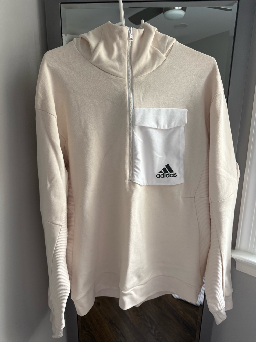BNWT adidas Men’s Cream Zip Hoodie with Front Pocket